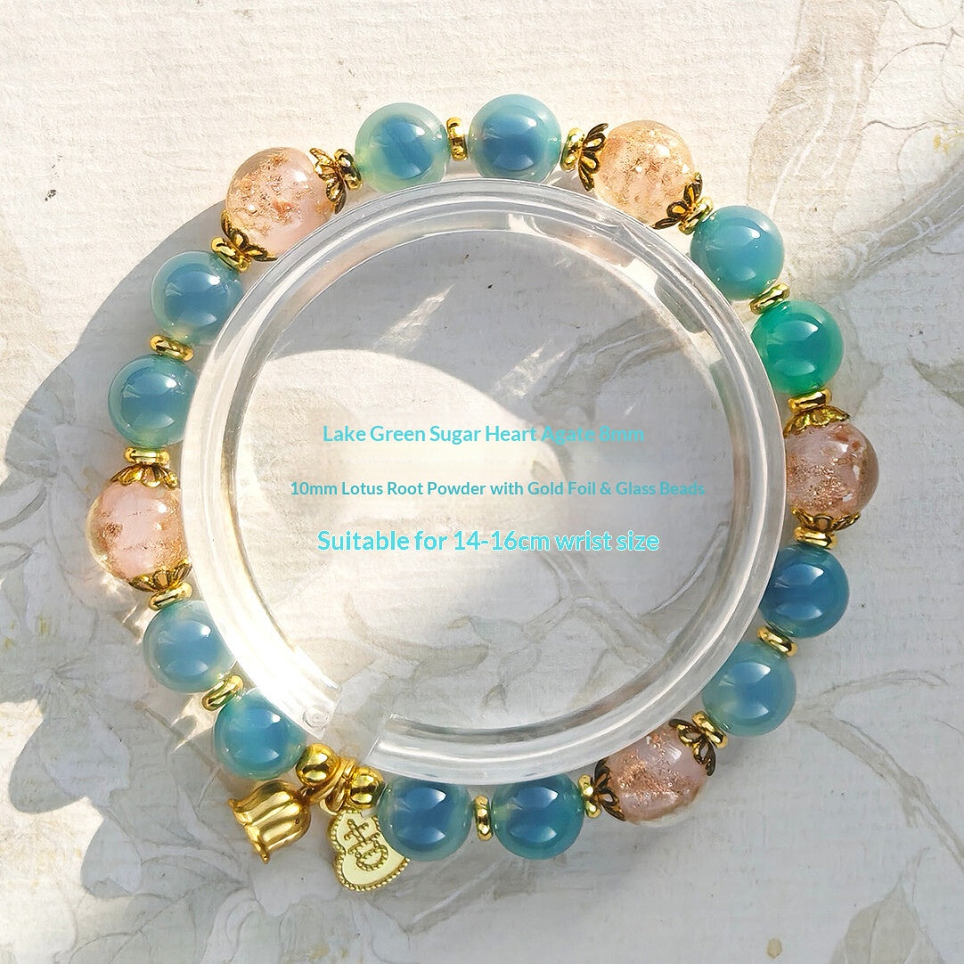 Sugar Heart Agate Half-Sugar Bracelet | Gold Foil Glass Design | Panjiayuan Premium Quality 2026 | New Chinese Style
