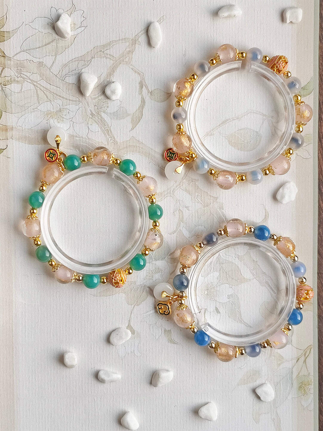 Sugar Heart Agate Half-Sugar Bracelet | Gold Foil Glass Design | Panjiayuan Premium Quality 2026 | New Chinese Style