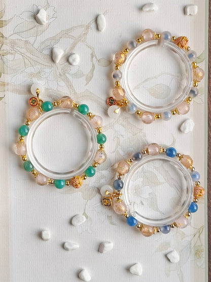 Sugar Heart Agate Half-Sugar Bracelet | Gold Foil Glass Design | Panjiayuan Premium Quality 2026 | New Chinese Style
