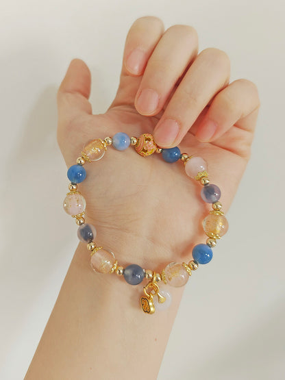 Sugar Heart Agate Half-Sugar Bracelet | Gold Foil Glass Design | Panjiayuan Premium Quality 2026 | New Chinese Style