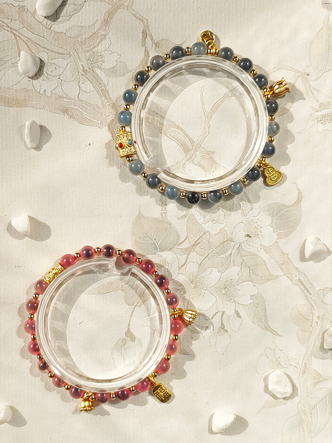 Sugar Heart Agate Bracelet | Half-Sugar Solid Color Small Beads | Beijing Temple Style | Exquisite Classic Design | 8mm Medium Beads, Blue