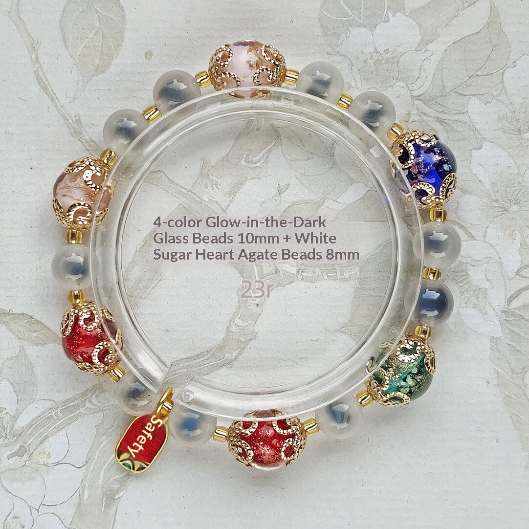 Gold Foil Liuli Glass Luminous Candy Heart Agate Bracelet | Temple Style Semi-Sugar Design | New Chinese Zen Jewelry with Family Charm
