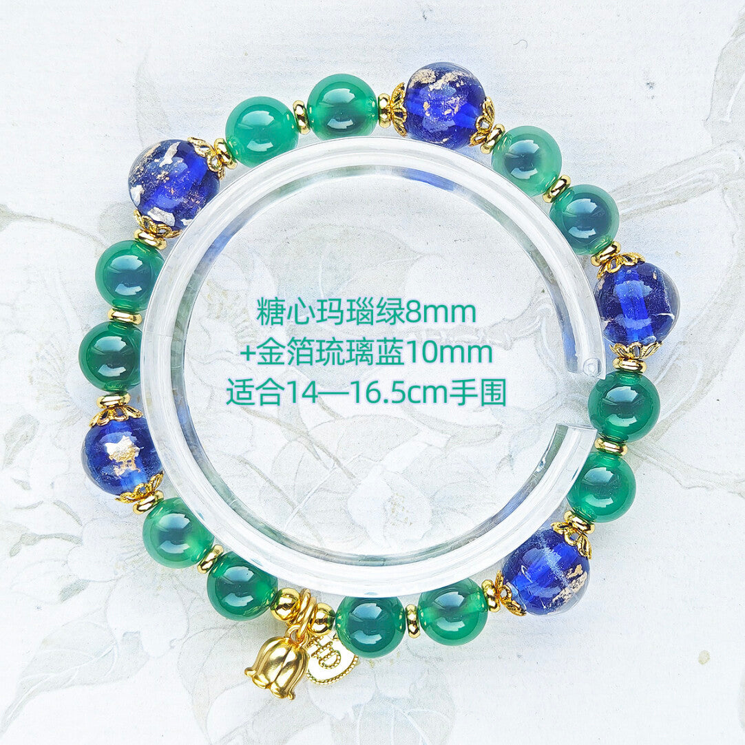 Sugar Heart Agate Half-Sugar Bracelet | Gold Foil Glass Design | Panjiayuan Premium Quality 2026 | New Chinese Style