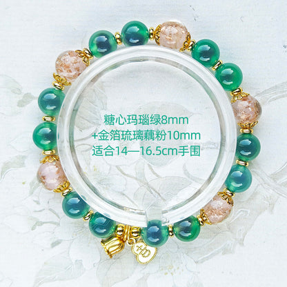 Sugar Heart Agate Half-Sugar Bracelet | Gold Foil Glass Design | Panjiayuan Premium Quality 2026 | New Chinese Style