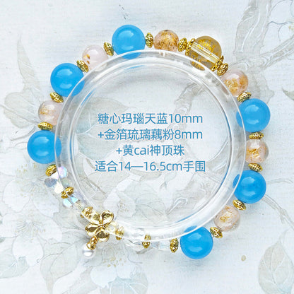 Sugar Heart Agate Half-Sugar Bracelet | Gold Foil Glass Design | Panjiayuan Premium Quality 2026 | New Chinese Style