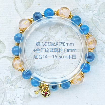 Sugar Heart Agate Half-Sugar Bracelet | Gold Foil Glass Design | Panjiayuan Premium Quality 2026 | New Chinese Style