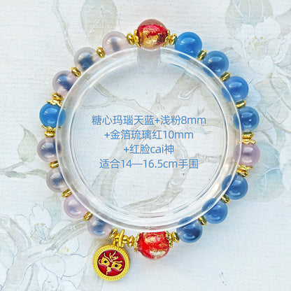 Sugar Heart Agate Half-Sugar Bracelet | Gold Foil Glass Design | Panjiayuan Premium Quality 2026 | New Chinese Style