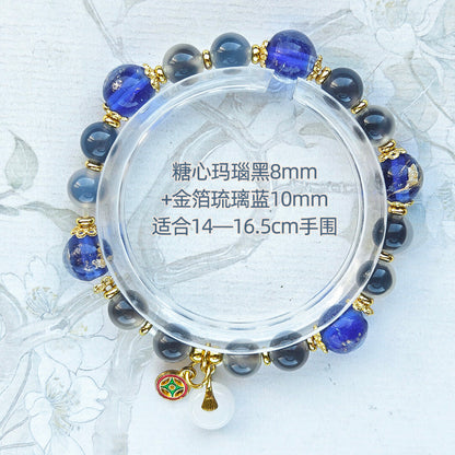 Sugar Heart Agate Half-Sugar Bracelet | Gold Foil Glass Design | Panjiayuan Premium Quality 2026 | New Chinese Style
