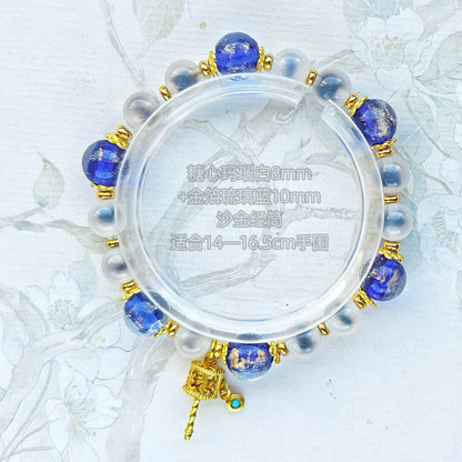 Sugar Heart Agate Half-Sugar Bracelet | Gold Foil Glass Design | Panjiayuan Premium Quality 2026 | New Chinese Style