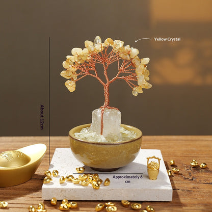 Crystal Money Tree Ornament | Handmade Gemstone Tree for Positive Energy & Good Luck (7 Colours)