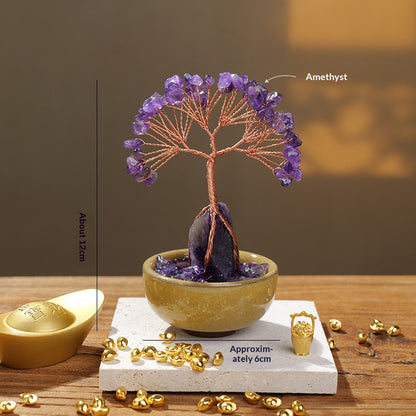 Crystal Money Tree Ornament | Handmade Gemstone Tree for Positive Energy & Good Luck (7 Colours)
