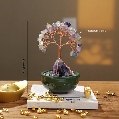 Crystal Money Tree Ornament | Handmade Gemstone Tree for Positive Energy & Good Luck (7 Colours)