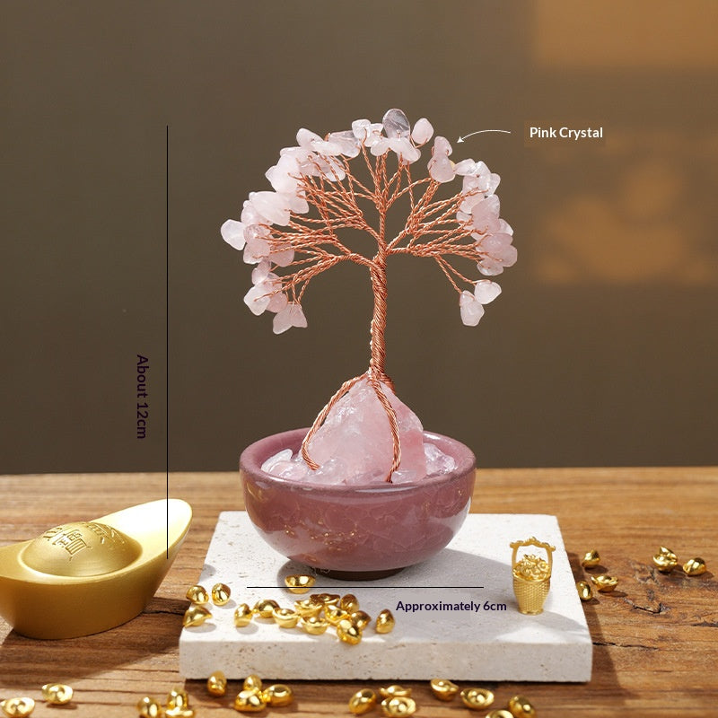 Crystal Money Tree Ornament | Handmade Gemstone Tree for Positive Energy & Good Luck (7 Colours)