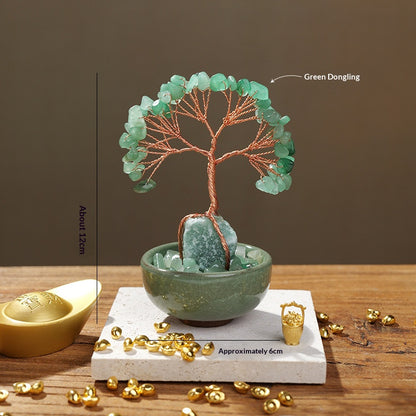 Crystal Money Tree Ornament | Handmade Gemstone Tree for Positive Energy & Good Luck (7 Colours)