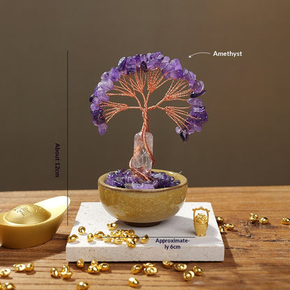 Crystal Money Tree Ornament | Handmade Gemstone Tree for Positive Energy & Good Luck (7 Colours)
