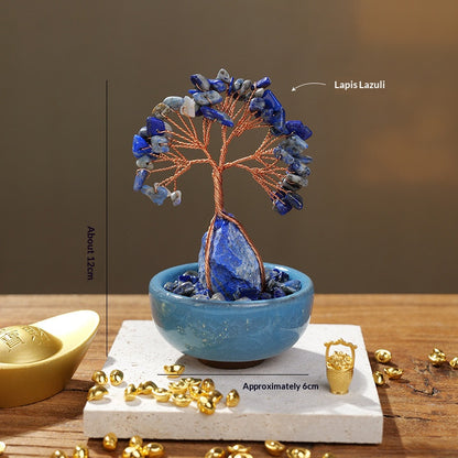 Crystal Money Tree Ornament | Handmade Gemstone Tree for Positive Energy & Good Luck (7 Colours)