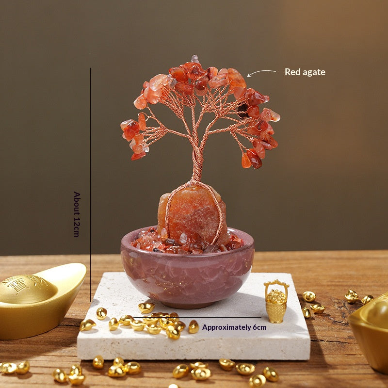Crystal Money Tree Ornament | Handmade Gemstone Tree for Positive Energy & Good Luck (7 Colours)
