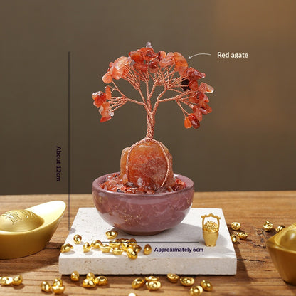 Crystal Money Tree Ornament | Handmade Gemstone Tree for Positive Energy & Good Luck (7 Colours)