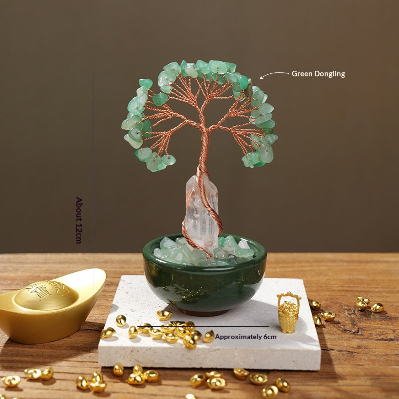 Crystal Money Tree Ornament | Handmade Gemstone Tree for Positive Energy & Good Luck (7 Colours)