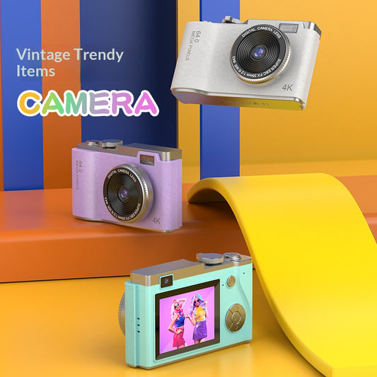2026 New 4K UHD Digital CCD Camera - Portable Retro Film Camera for Students, Selfies & School Photography - Compact Travel Gift Vlogging