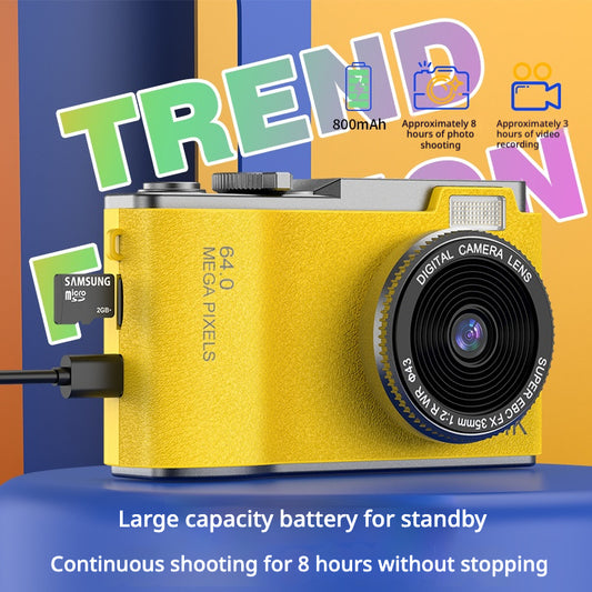 2026 New 4K UHD Digital CCD Camera - Portable Retro Film Camera for Students, Selfies & School Photography - Compact Travel Gift Vlogging