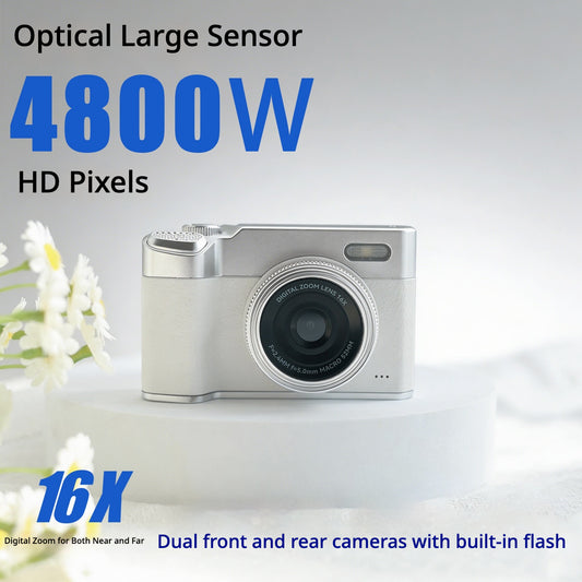 2026 Dual-Lens HD Digital Camera - Retro CCD Style - 180° Selfie & Front/Rear Dual Camera for Students - Portable Vlogging Compact Camera