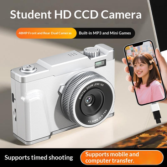 2026 New Dual-Camera 4K Digital Camera - Retro CCD Style with Built-in Fill Light - 180° Selfie & Beginner Cam - Compact Portable Camera
