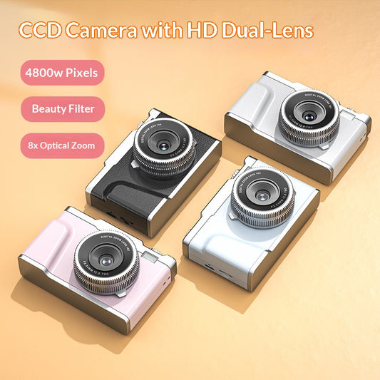 2026 New Dual-Camera 4K Digital Camera - Retro CCD Style with Built-in Fill Light - 180° Selfie & Beginner Cam - Compact Portable Camera