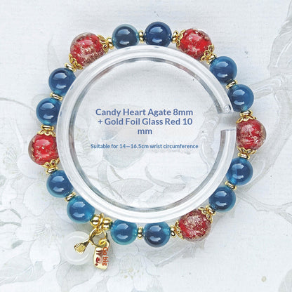 Sugar Heart Agate Half-Sugar Bracelet | Gold Foil Glass Design | Panjiayuan Premium Quality 2026 | New Chinese Style