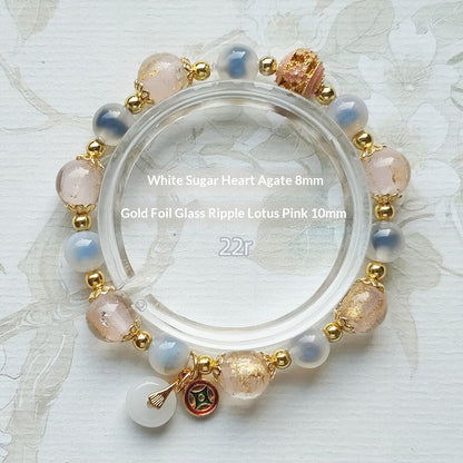Sugar Heart Agate Half-Sugar Bracelet | Gold Foil Glass Design | Panjiayuan Premium Quality 2026 | New Chinese Style