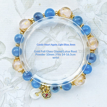 Sugar Heart Agate Half-Sugar Bracelet | Gold Foil Glass Design | Panjiayuan Premium Quality 2026 | New Chinese Style