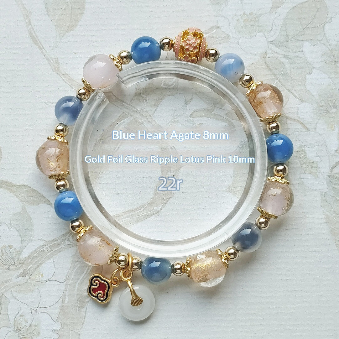 Sugar Heart Agate Half-Sugar Bracelet | Gold Foil Glass Design | Panjiayuan Premium Quality 2026 | New Chinese Style