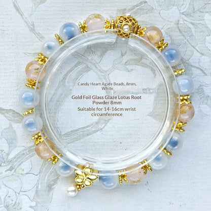 Sugar Heart Agate Half-Sugar Bracelet | Gold Foil Glass Design | Panjiayuan Premium Quality 2026 | New Chinese Style