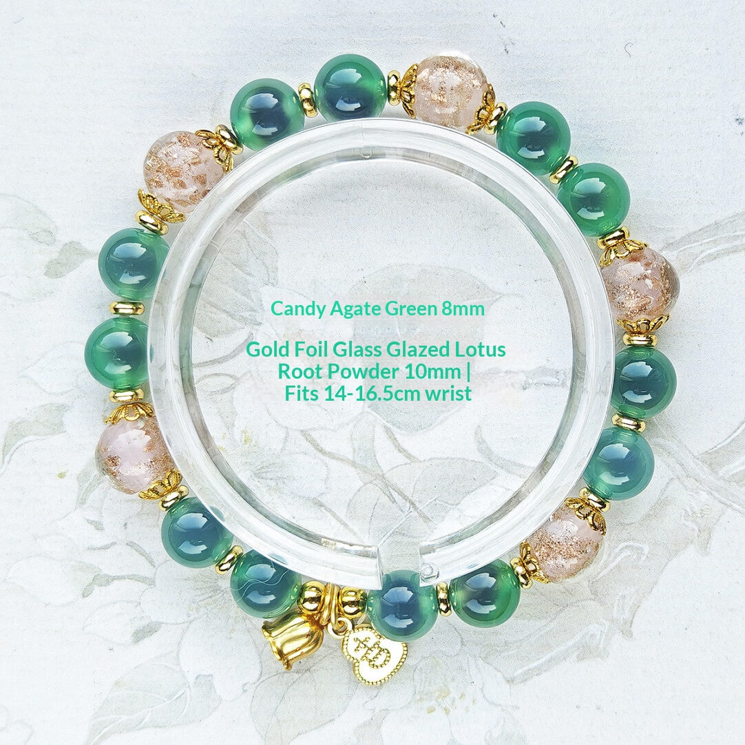 Sugar Heart Agate Half-Sugar Bracelet | Gold Foil Glass Design | Panjiayuan Premium Quality 2026 | New Chinese Style