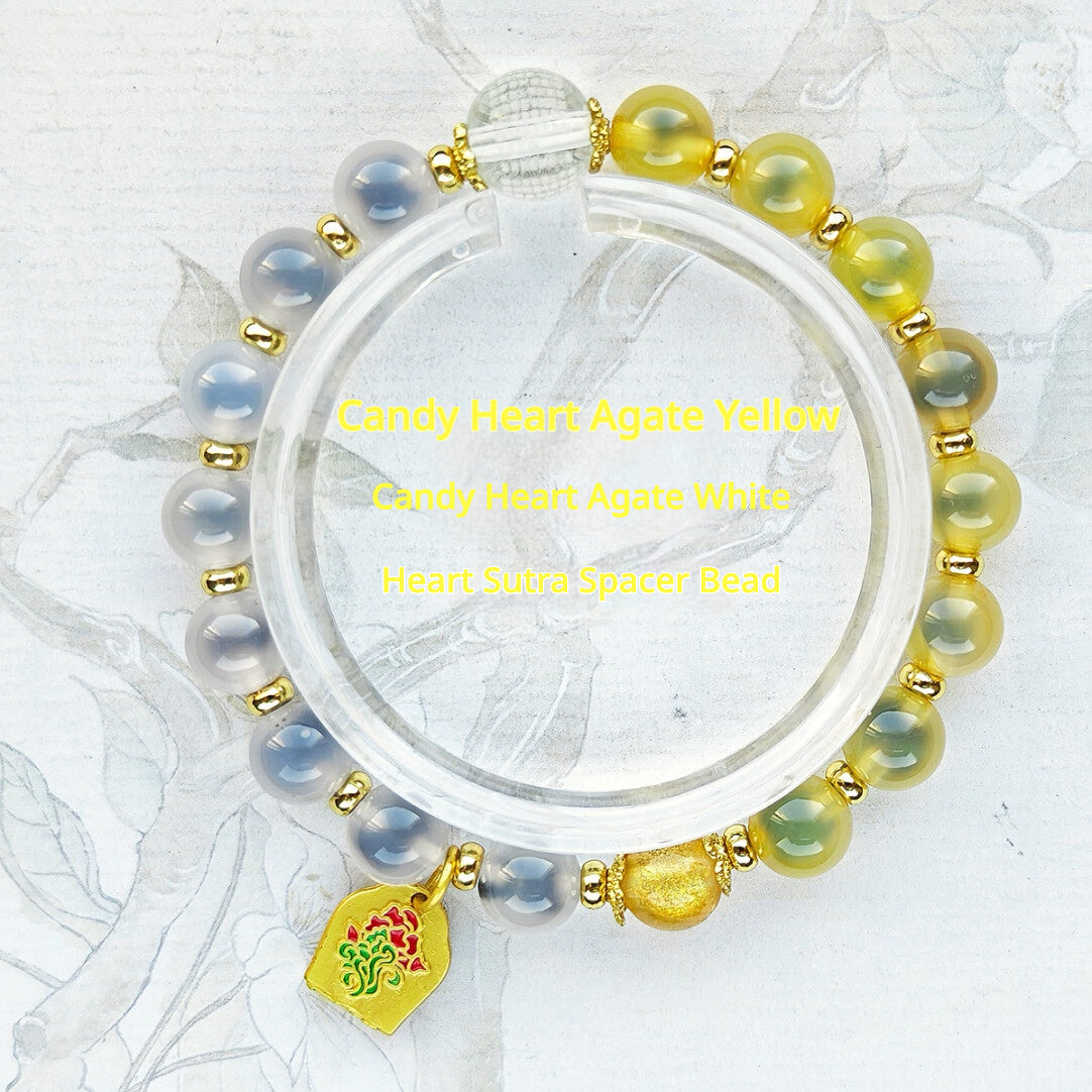 Sugar Heart Agate Bracelet | Half-Sugar Solid Color Small Beads | Beijing Temple Style | Exquisite Classic Design | 8mm Medium Beads, Blue