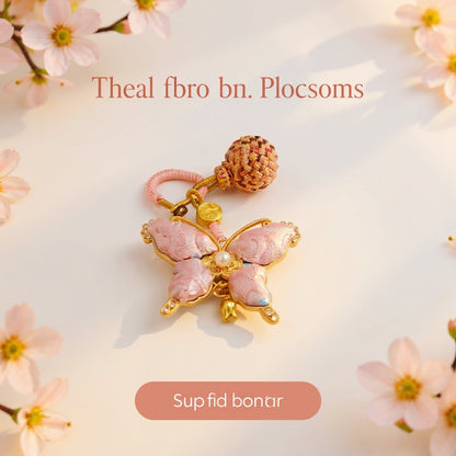 Pink Song Brocade Butterfly Charm | Versatile Keychain, Bag & Phone Accessory (Palace-Inspired)