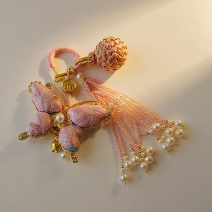 Pink Song Brocade Butterfly Charm | Versatile Keychain, Bag & Phone Accessory (Palace-Inspired)