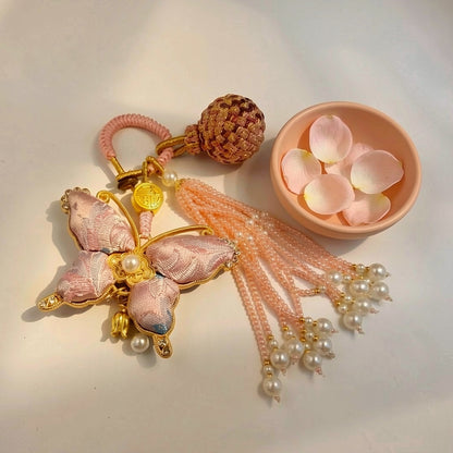 Pink Song Brocade Butterfly Charm | Versatile Keychain, Bag & Phone Accessory (Palace-Inspired)