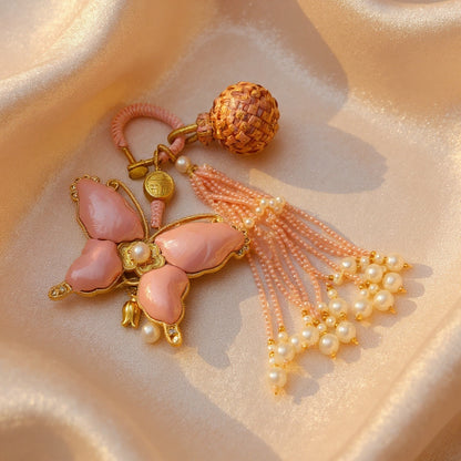 Pink Song Brocade Butterfly Charm | Versatile Keychain, Bag & Phone Accessory (Palace-Inspired)