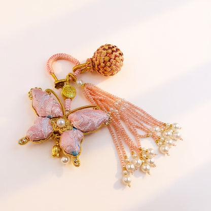 Pink Song Brocade Butterfly Charm | Versatile Keychain, Bag & Phone Accessory (Palace-Inspired)