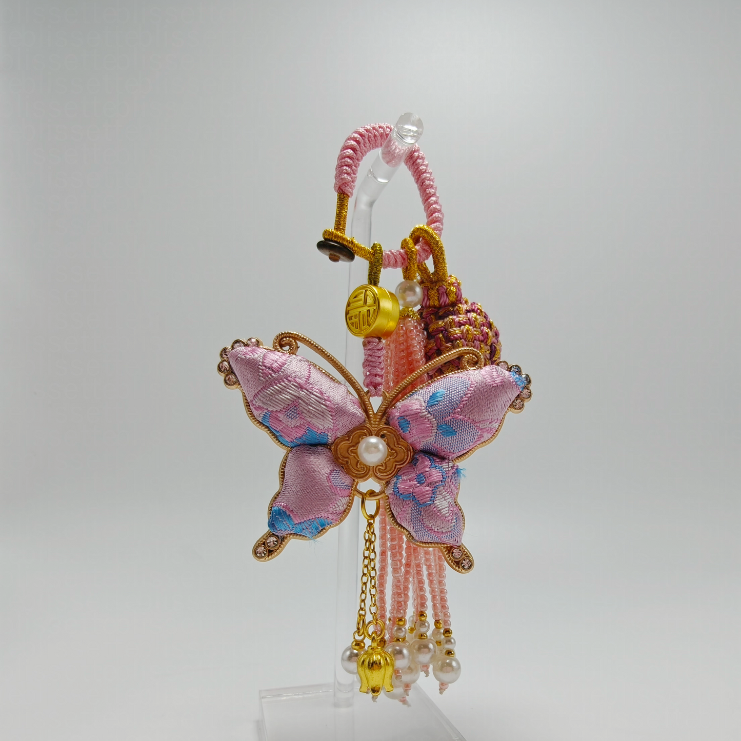 Pink Song Brocade Butterfly Charm | Versatile Keychain, Bag & Phone Accessory (Palace-Inspired)