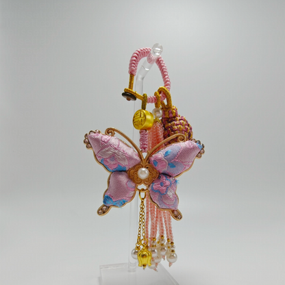 Pink Song Brocade Butterfly Charm | Versatile Keychain, Bag & Phone Accessory (Palace-Inspired)