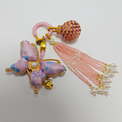 Pink Song Brocade Butterfly Charm | Versatile Keychain, Bag & Phone Accessory (Palace-Inspired)