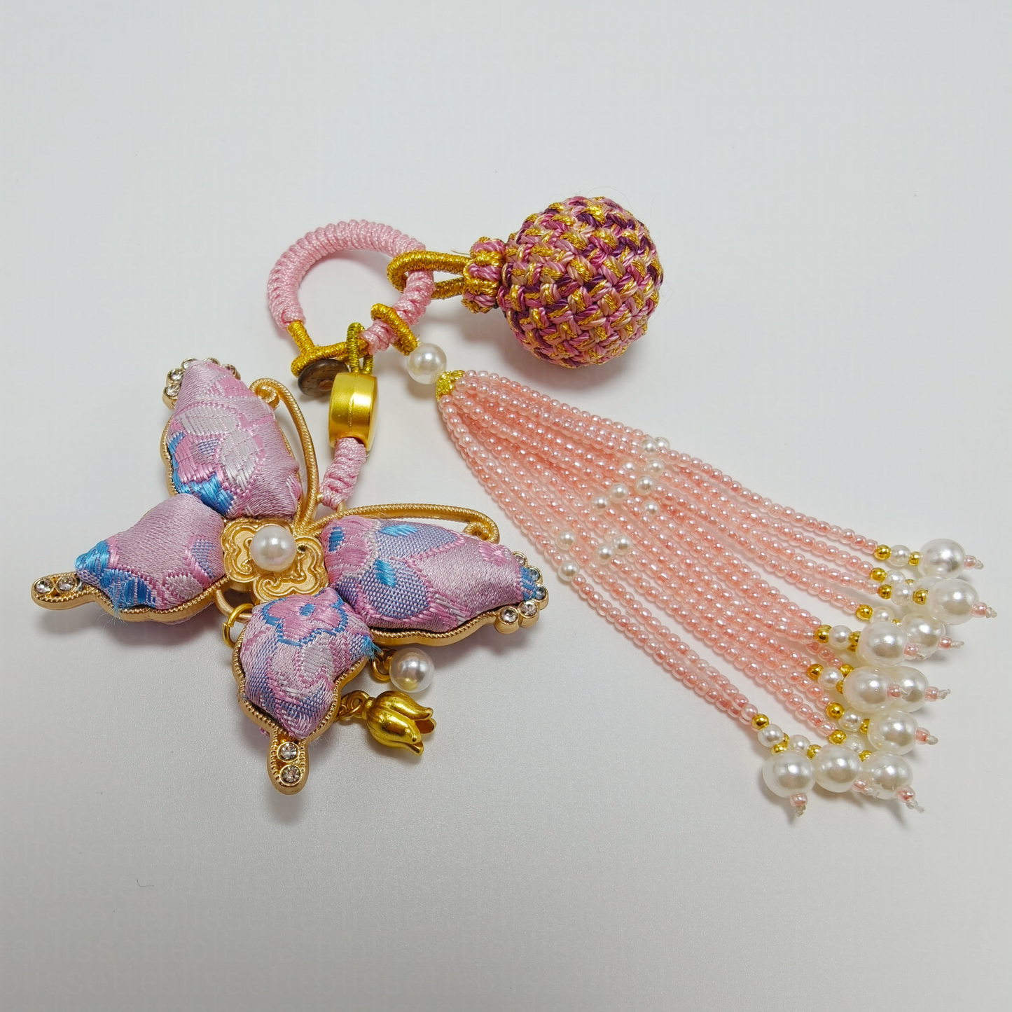 Pink Song Brocade Butterfly Charm | Versatile Keychain, Bag & Phone Accessory (Palace-Inspired)