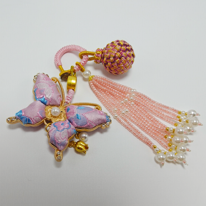 Pink Song Brocade Butterfly Charm | Versatile Keychain, Bag & Phone Accessory (Palace-Inspired)