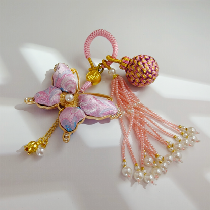 Pink Song Brocade Butterfly Charm | Versatile Keychain, Bag & Phone Accessory (Palace-Inspired)