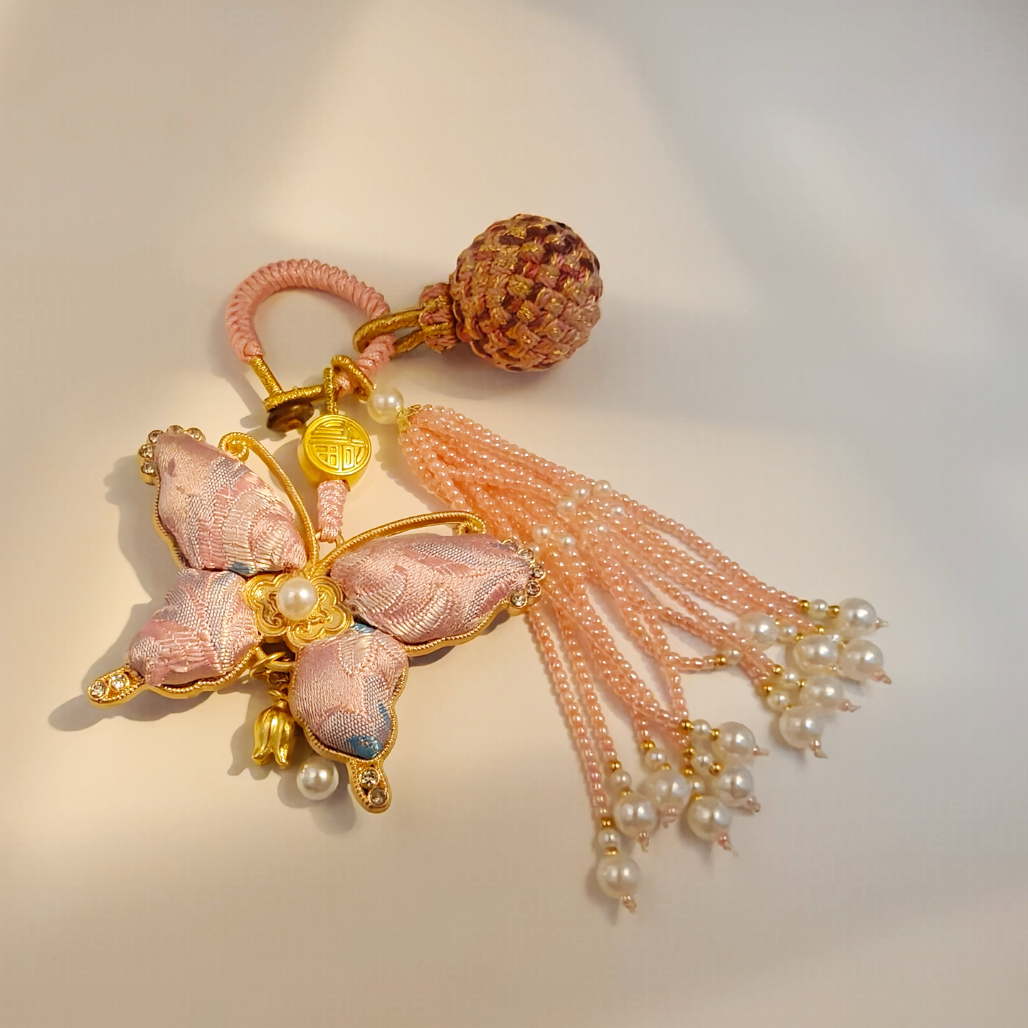 Pink Song Brocade Butterfly Charm | Versatile Keychain, Bag & Phone Accessory (Palace-Inspired)