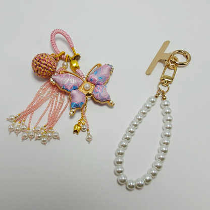 Pink Song Brocade Butterfly Charm | Versatile Keychain, Bag & Phone Accessory (Palace-Inspired)