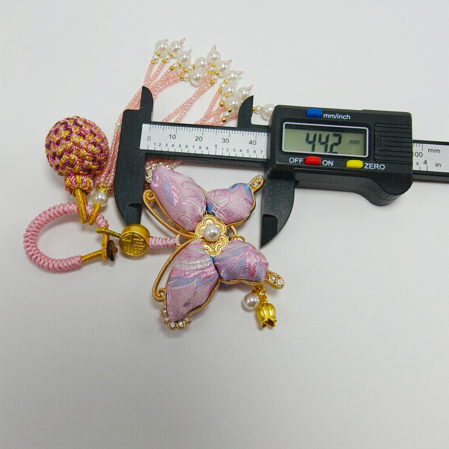 Pink Song Brocade Butterfly Charm | Versatile Keychain, Bag & Phone Accessory (Palace-Inspired)