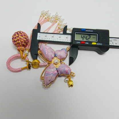 Pink Song Brocade Butterfly Charm | Versatile Keychain, Bag & Phone Accessory (Palace-Inspired)